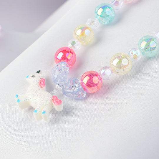 GIRLS CHARM BEADED NECKLACE & BRACELET
