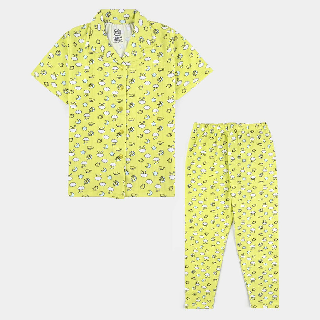 Girls Drop needle Knitted Nightwear Clouds-Printed