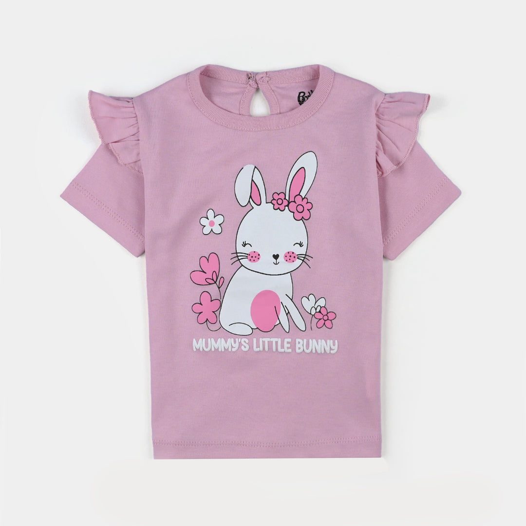 Infant Girls Cotton Jersey T-Shirt Bunny - Light Pink