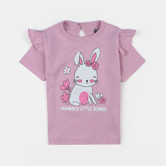 Infant Girls Cotton Jersey T-Shirt Bunny - Light Pink