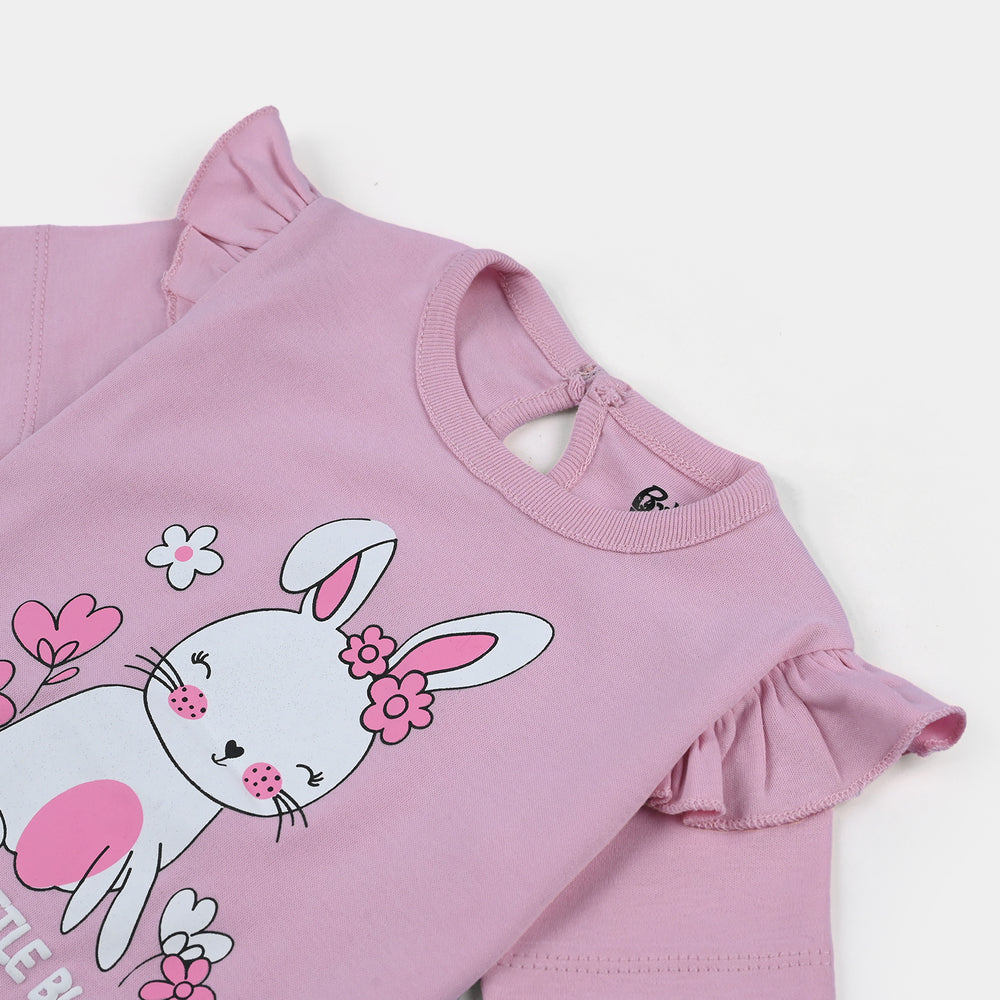 Infant Girls Cotton Jersey T-Shirt Bunny - Light Pink
