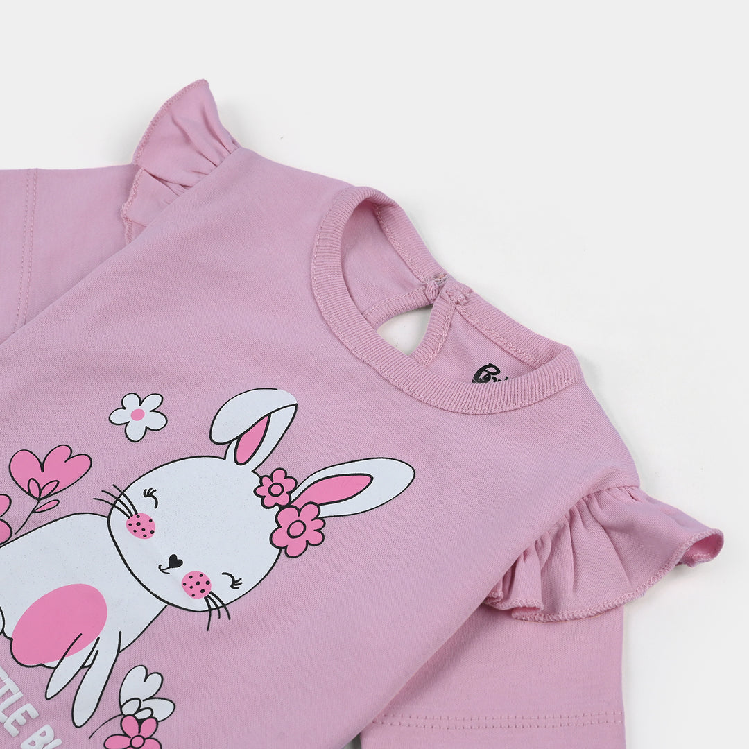 Infant Girls Cotton Jersey T-Shirt Bunny - Light Pink
