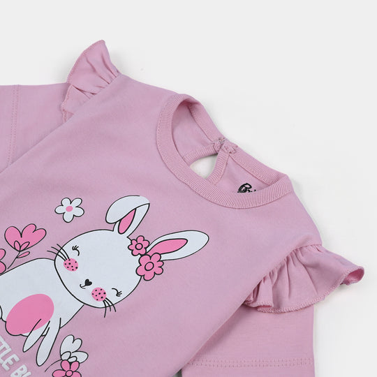 Infant Girls Cotton Jersey T-Shirt Bunny - Light Pink