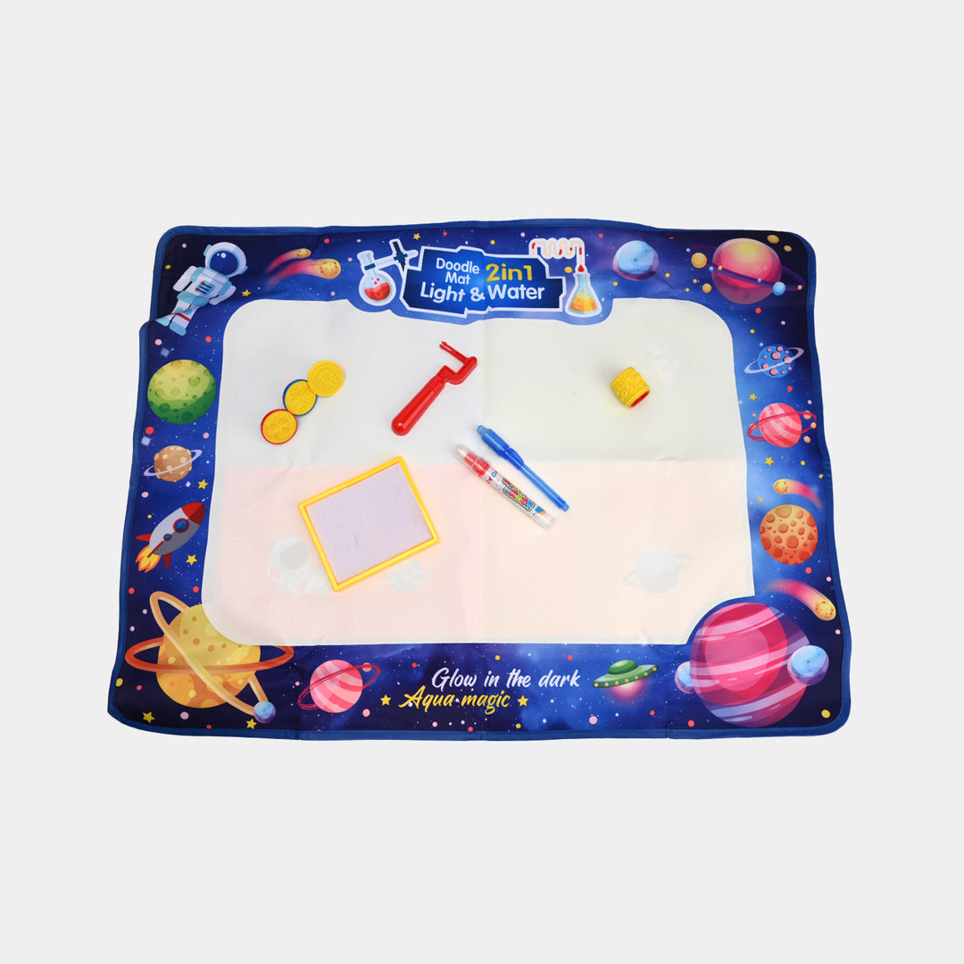 2-in-1 Space-Themed Doodle Mat – Light & Water Drawing Surface for Kids