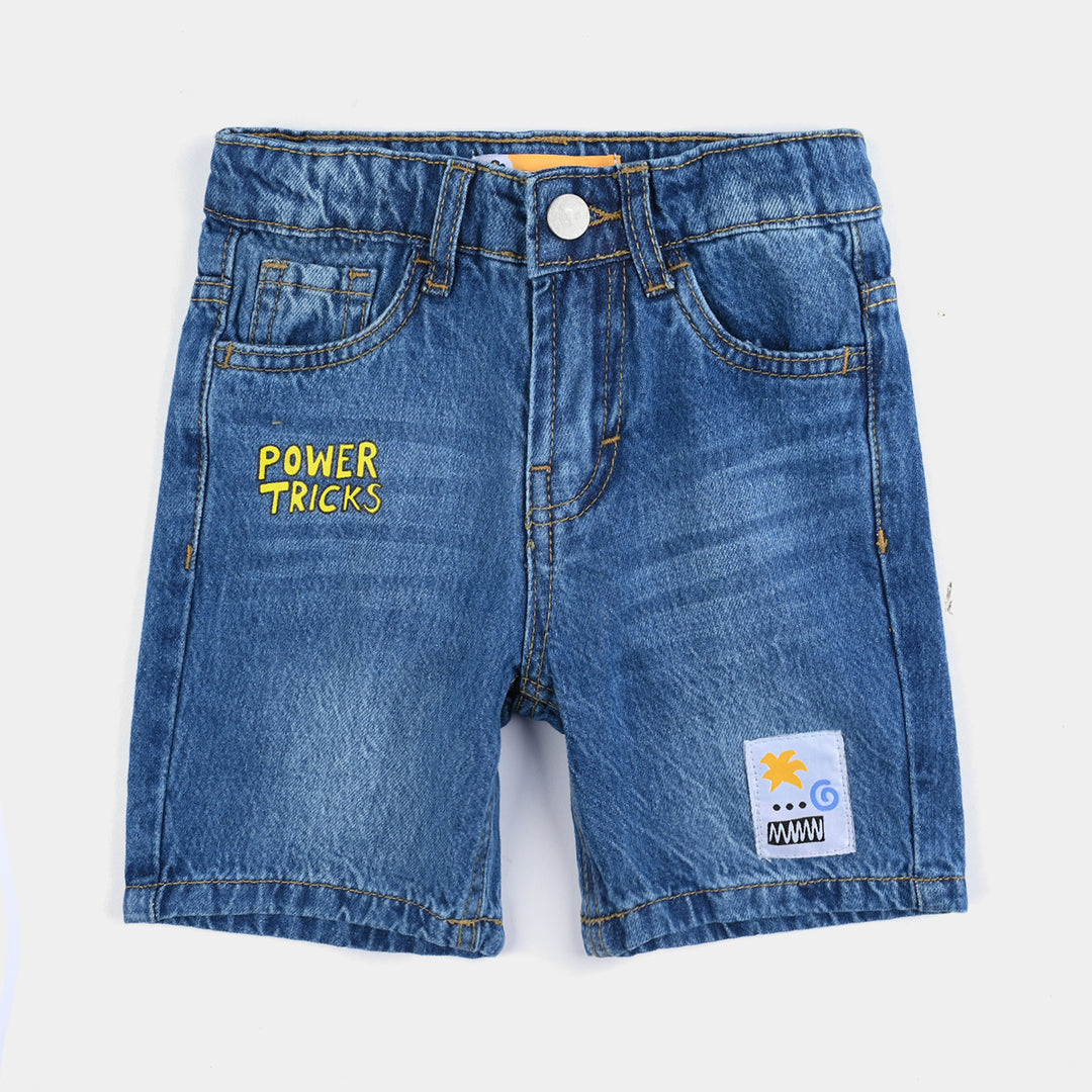 Boys Denim Stretch Short Tricks-Mid Blue