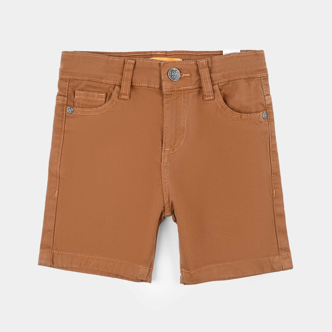 Boys Denim Stretch Twill Short Basic-BROWN