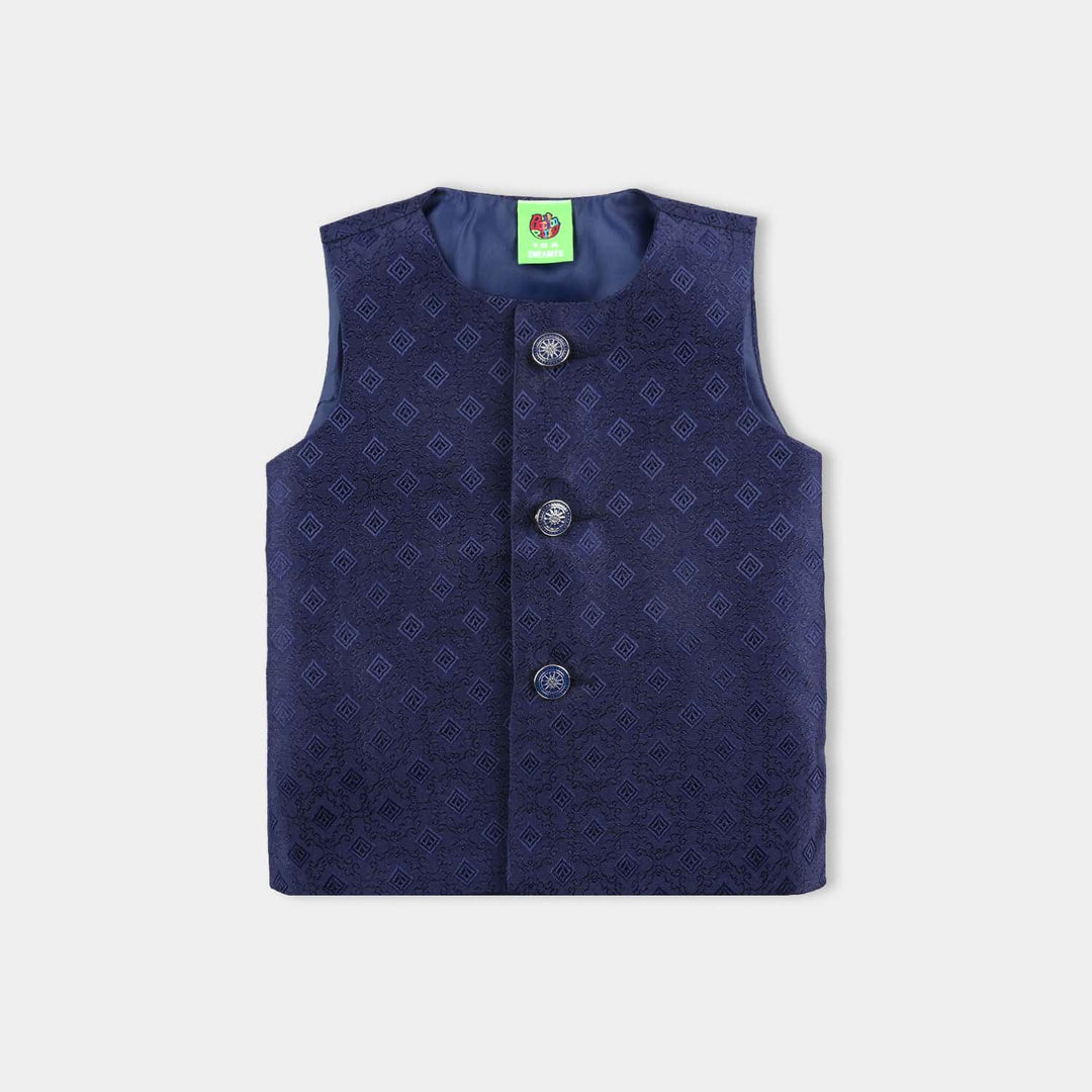 Infant Boys Poly Viscose Waistcoat (Self Textured) - Navy