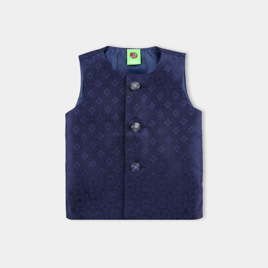 Infant Boys Poly Viscose Waistcoat (Self Textured) - Navy