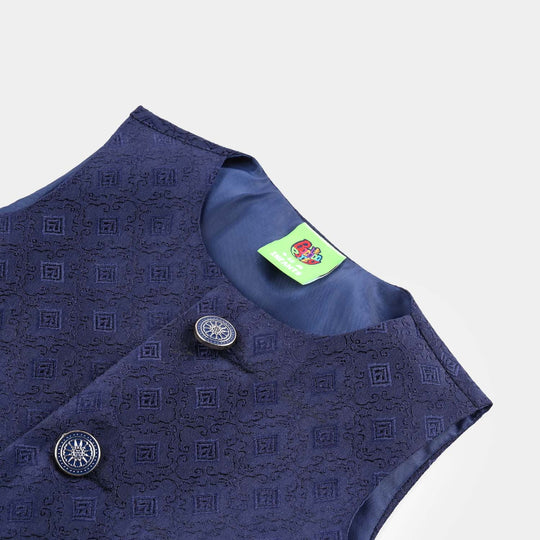 Infant Boys Poly Viscose Waistcoat (Self Textured) - Navy