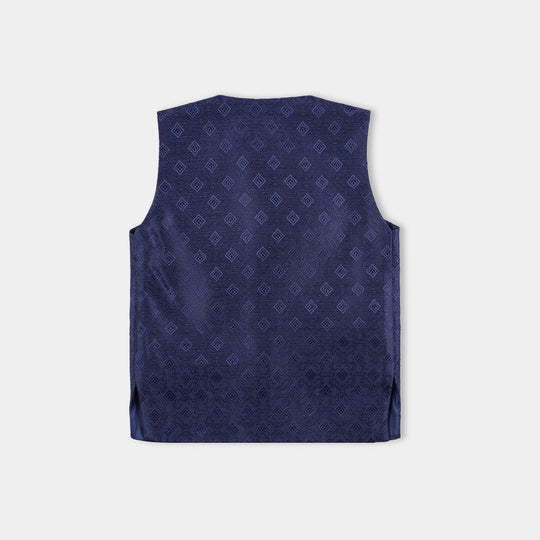 Infant Boys Poly Viscose Waistcoat (Self Textured) - Navy