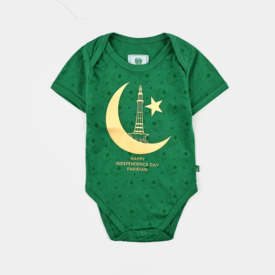 Infant Unisex Poly Cotton Jersey Basic Romper LITTLE STAR-Joly Green