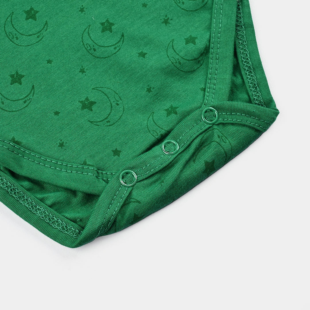 Infant Unisex Poly Cotton Jersey Basic Romper LITTLE STAR-Joly Green