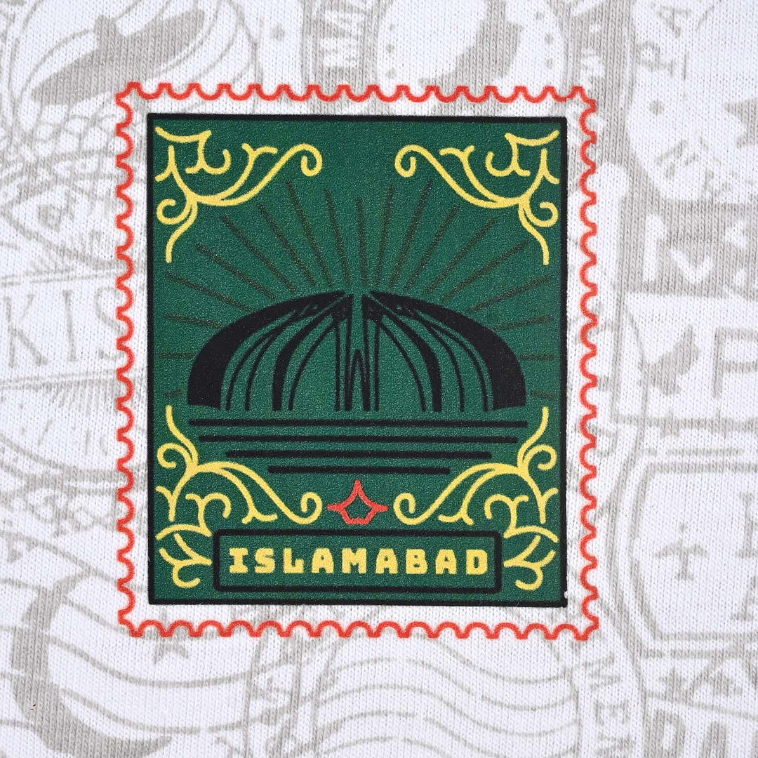 Boys Poly Cotton Jersey T-Shirt H/S STAMPS OF PAKISTAN-Snow White