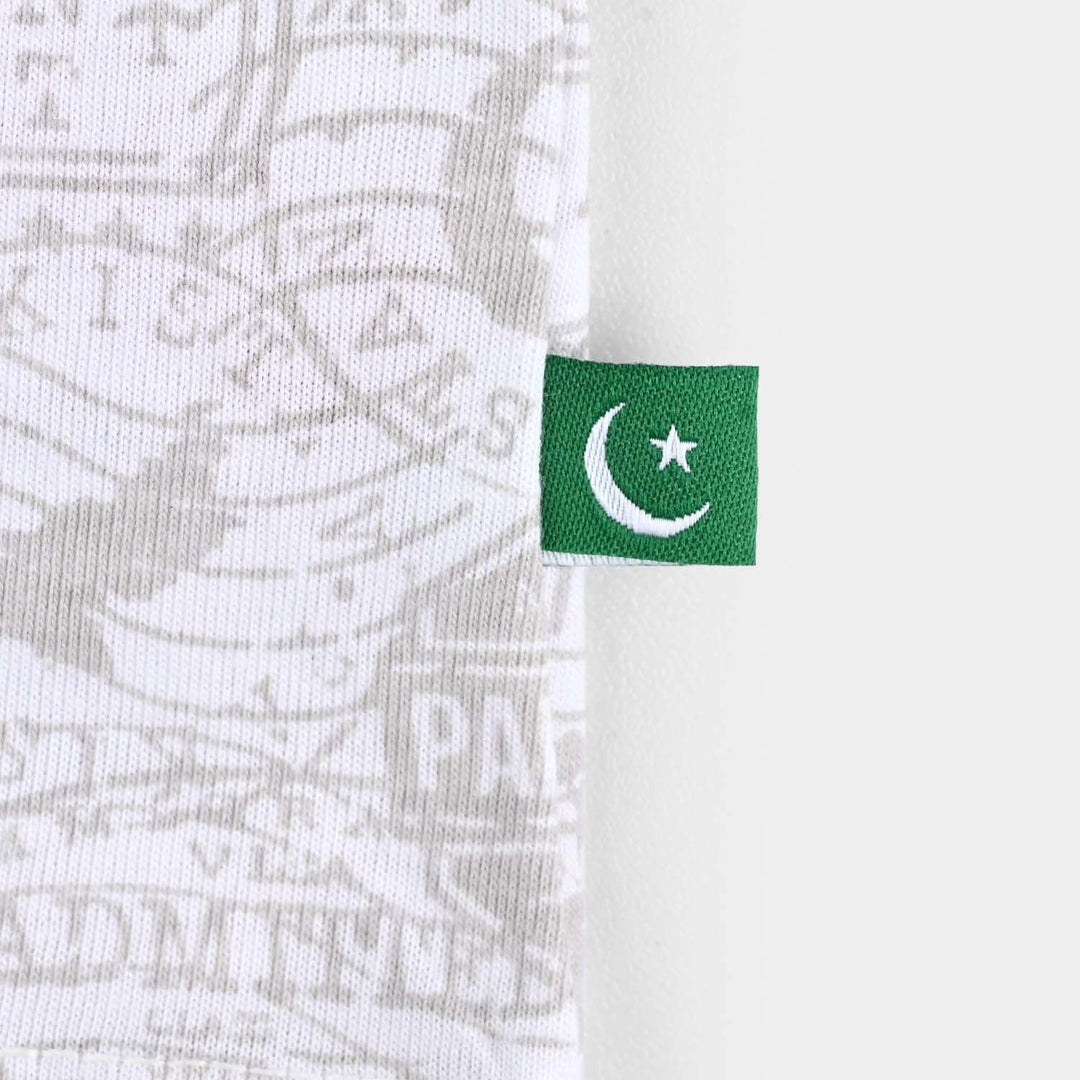 Boys Poly Cotton Jersey T-Shirt H/S STAMPS OF PAKISTAN-Snow White