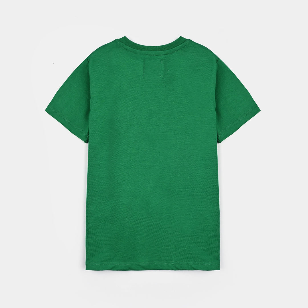Boys Poly Cotton Jersey T-Shirt H/S HAPPY INDEPENDENCE-Joly Green