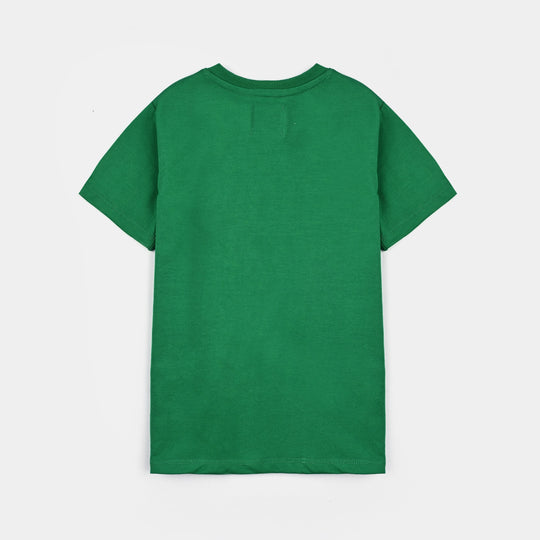 Boys Poly Cotton Jersey T-Shirt H/S HAPPY INDEPENDENCE-Joly Green