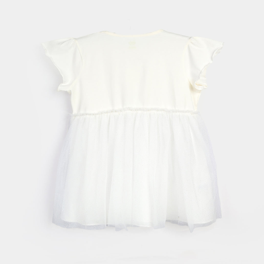 Infant Girls Lycra Jersey Frock-WHITE