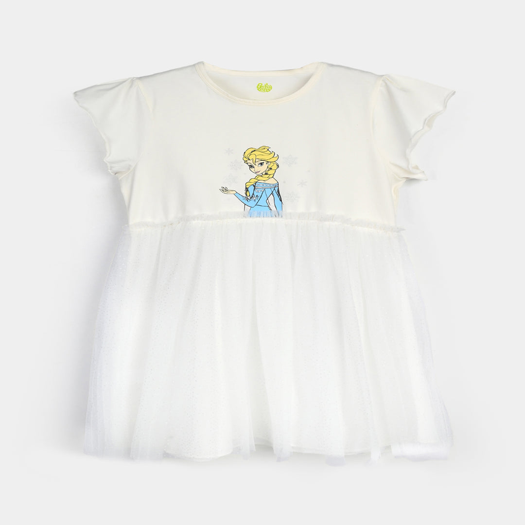 Infant Girls Lycra Jersey Frock-WHITE