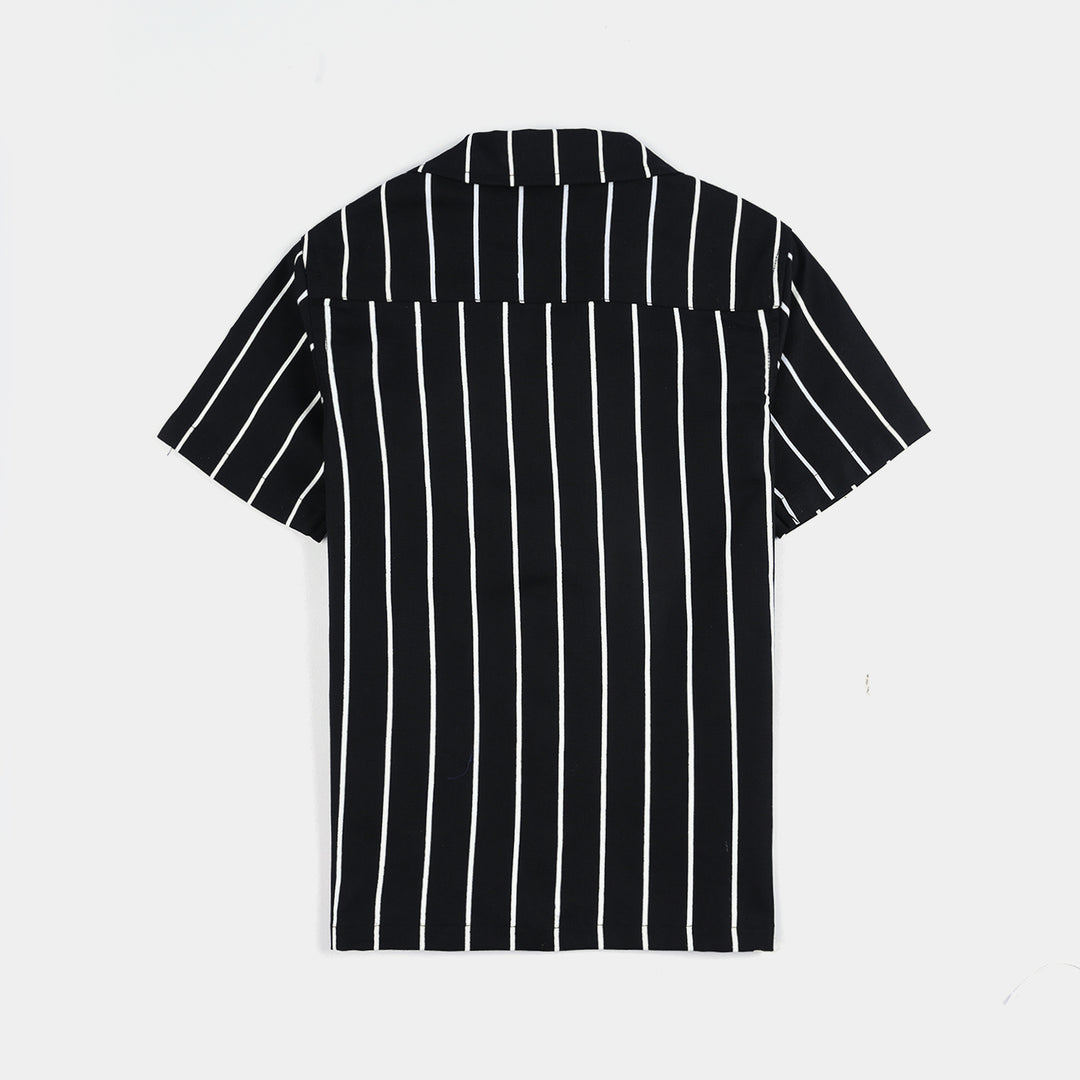 Boys Oxford Casual Shirt (Base Ball)-BLACK