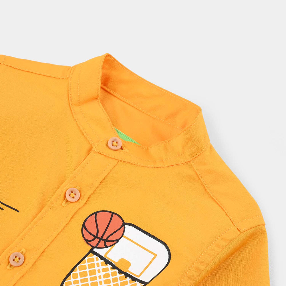 Infant Boys Cotton Poplin Casual Shirt - Yellow
