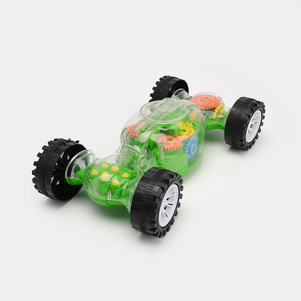 Transparent Gear Car Toy with 3D Light For Kids