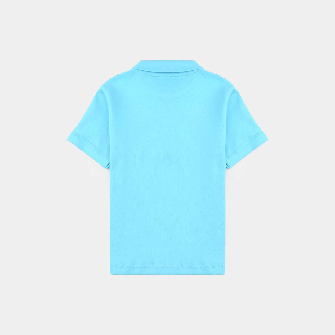 Infant Boys Cotton Interlock Polo T-Shirt Dream Big-Blue