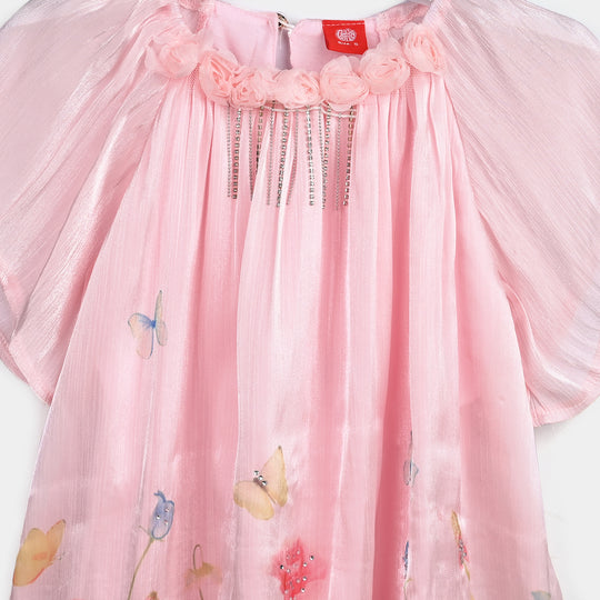 Girls Printed Top - Peach