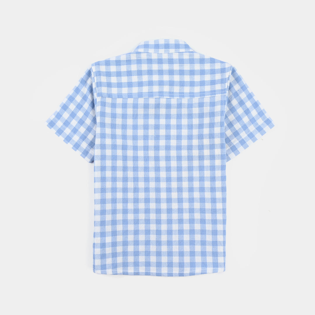 Infant Boys Yarn Dyed Basic Casual Shirt (PEEKABOO)-Blue Check
