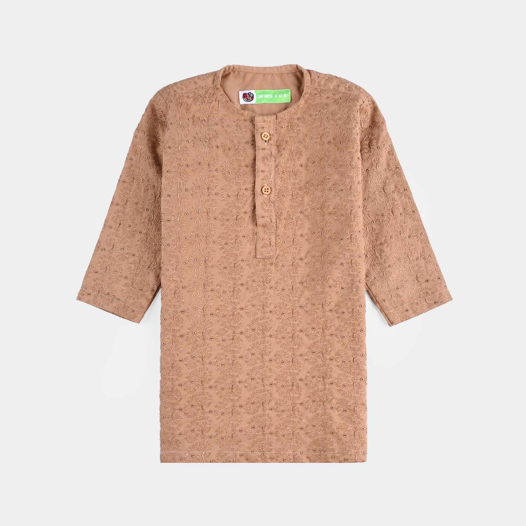 Infant Boys Chikankari Kurta - Beige