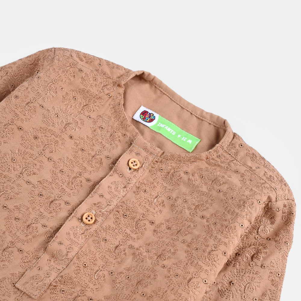 Infant Boys Chikankari Kurta - Beige