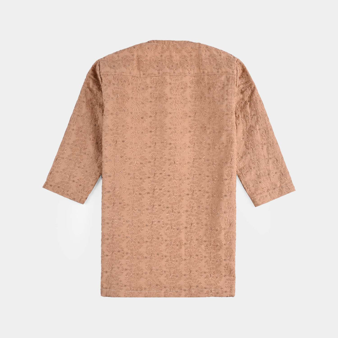 Infant Boys Chikankari Kurta - Beige