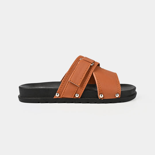 Teens Boys Slides ZF-003-BROWN