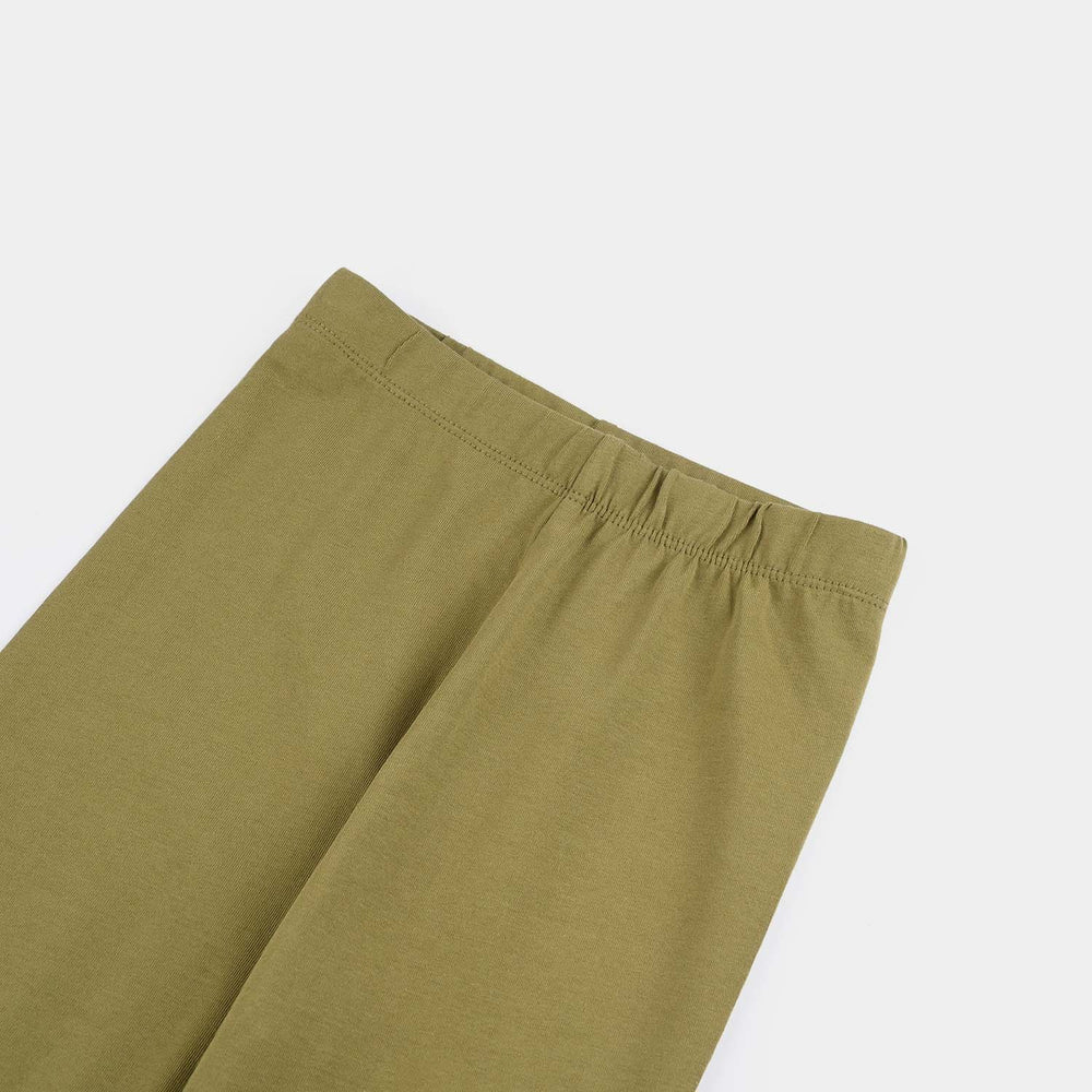 Girls Lycra Jersey Tights-Olive