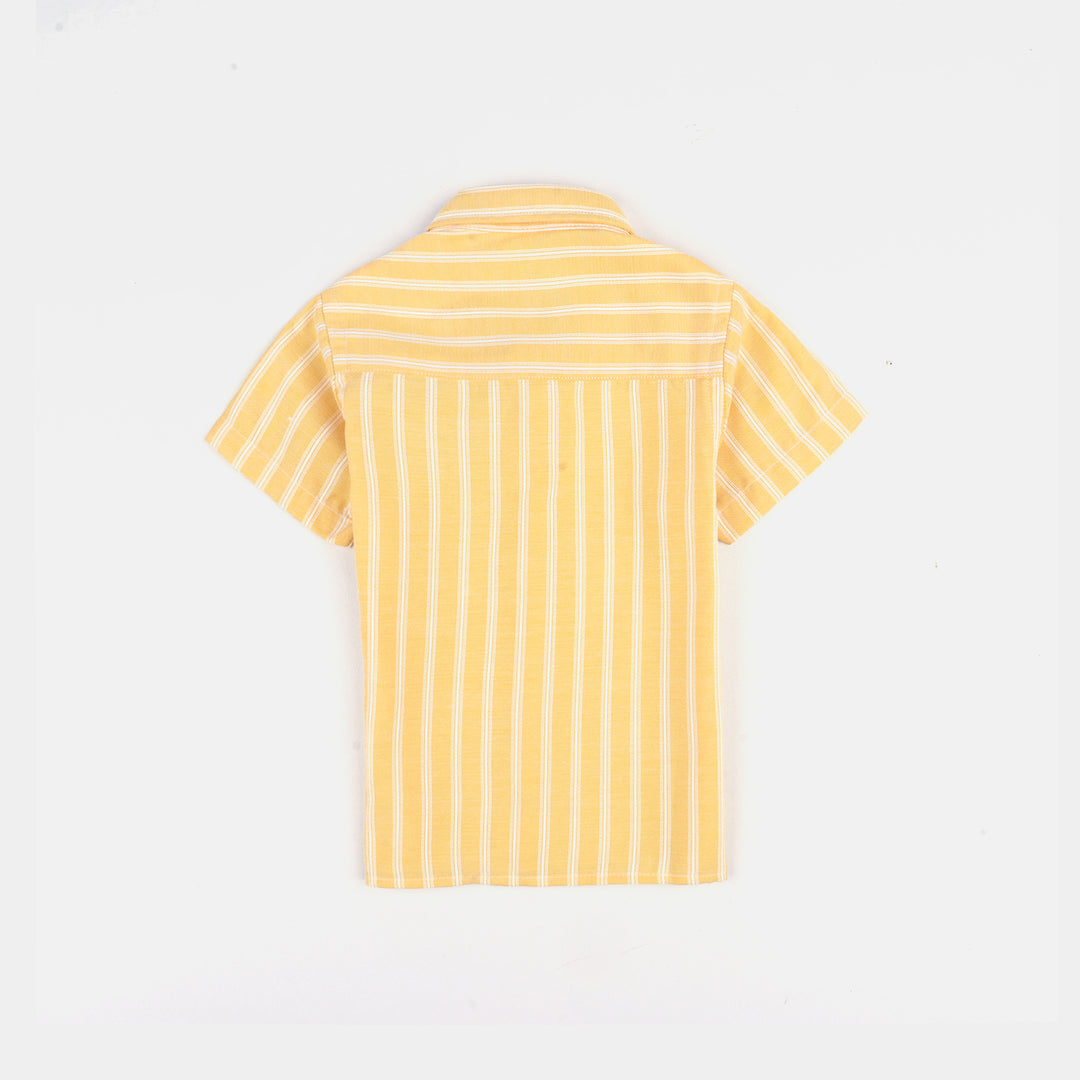 Infant Boys Yarn Dyed Casual Shirt (Smiley Badge) - Yellow
