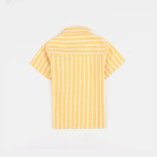 Infant Boys Yarn Dyed Casual Shirt (Smiley Badge) - Yellow