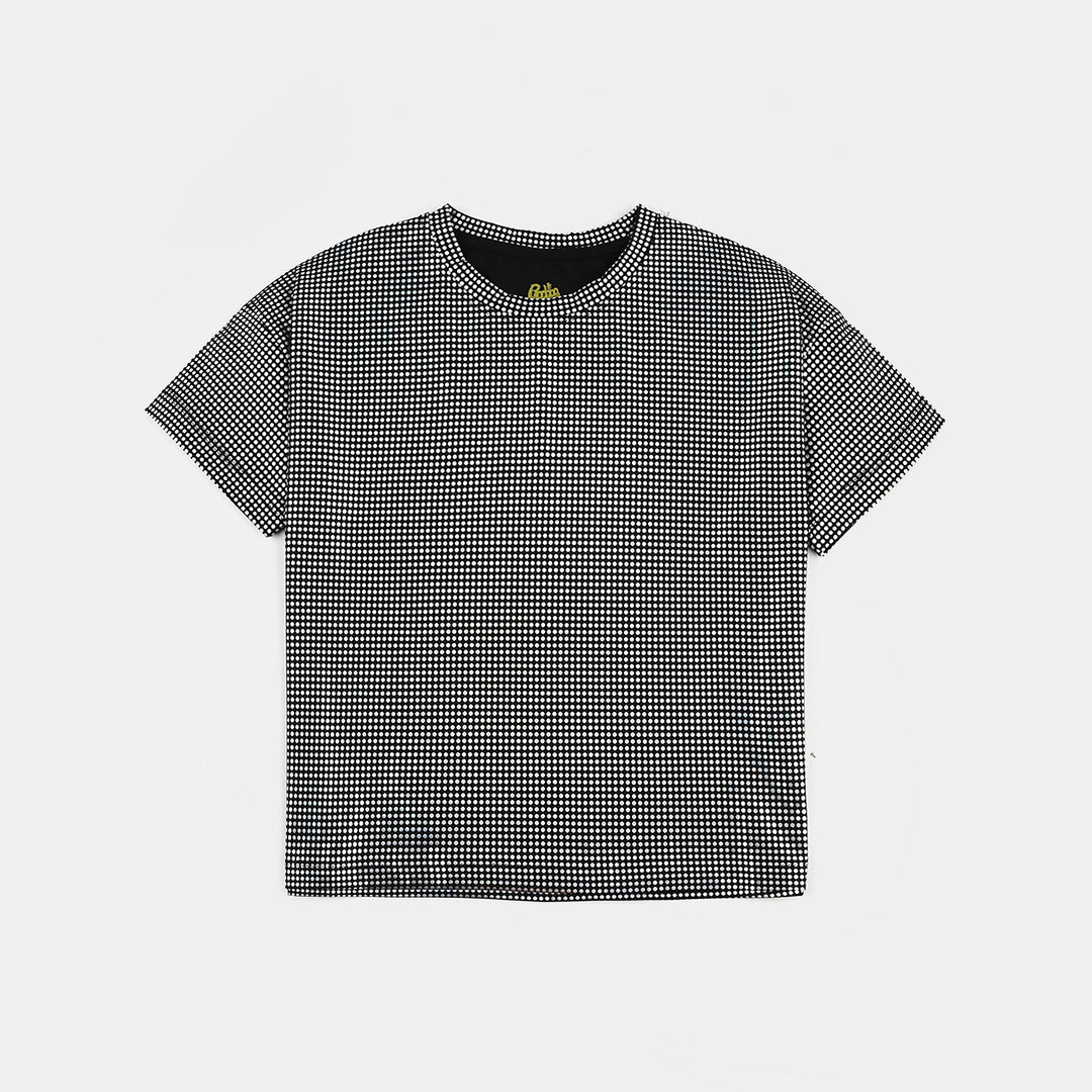 Girls Poly Jersey T-Shirt - Black/Silver