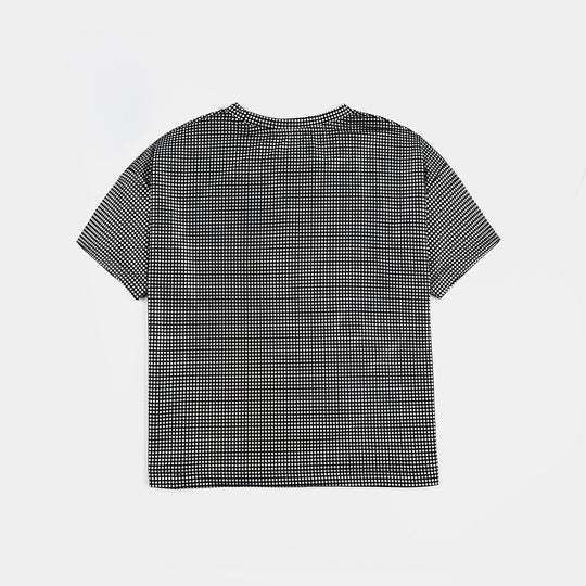 Girls Poly Jersey T-Shirt - Black/Silver