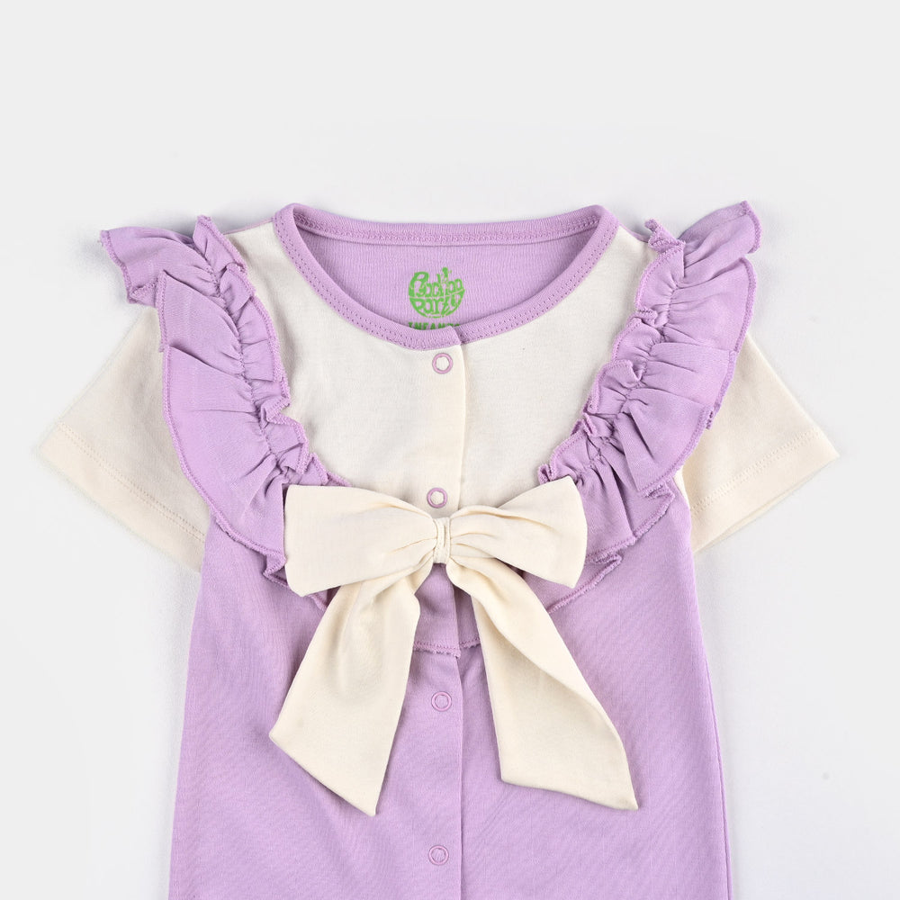 Infant Girls Cotton Interlock Romper - Purple