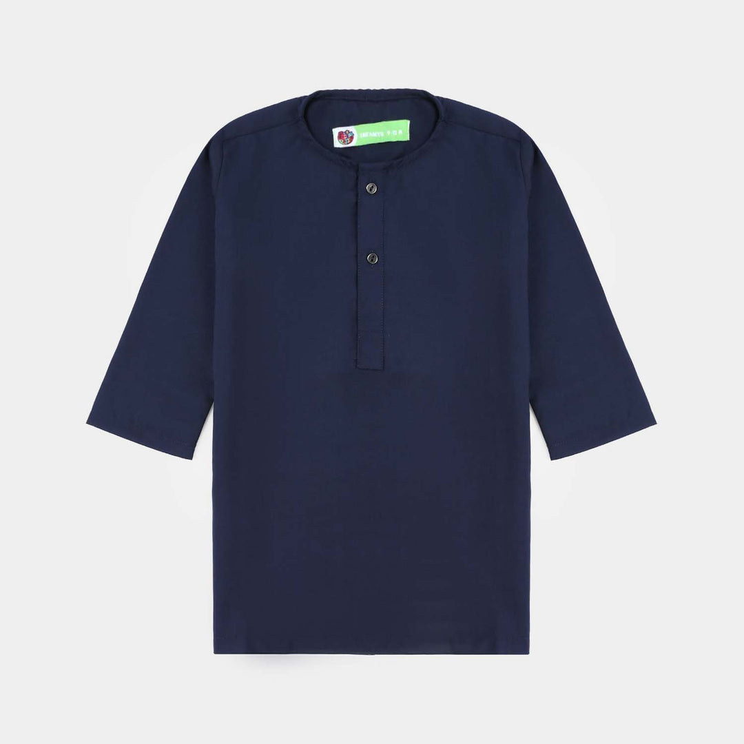 Infant Boys Poly Viscose Kurta - Navy Blue