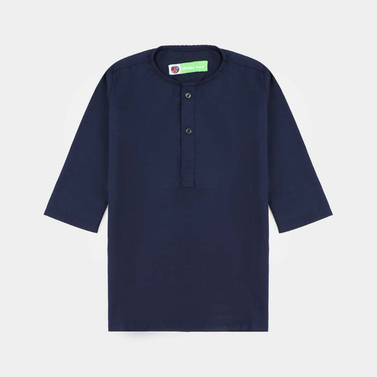 Infant Boys Poly Viscose Kurta - Navy Blue