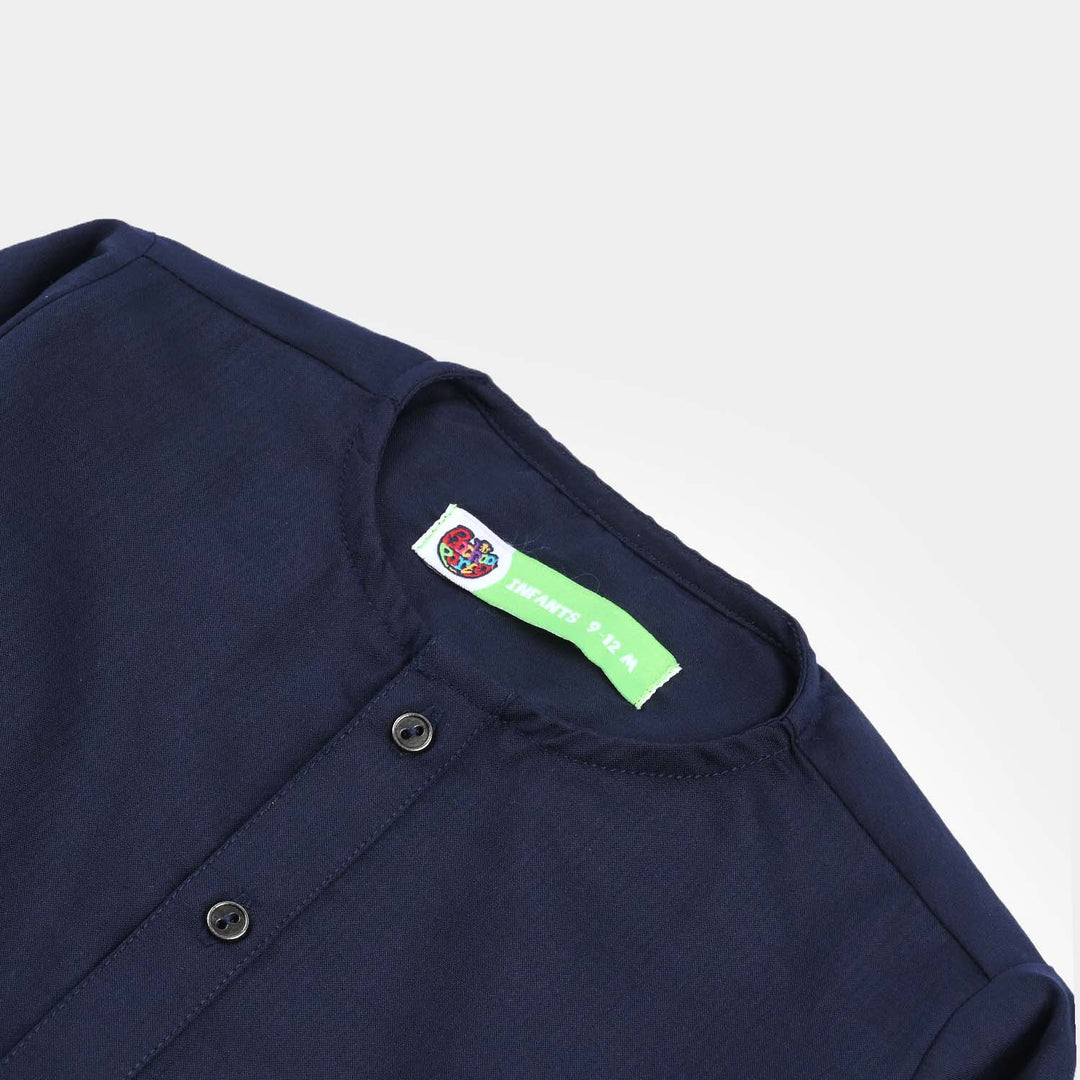 Infant Boys Poly Viscose Kurta - Navy Blue