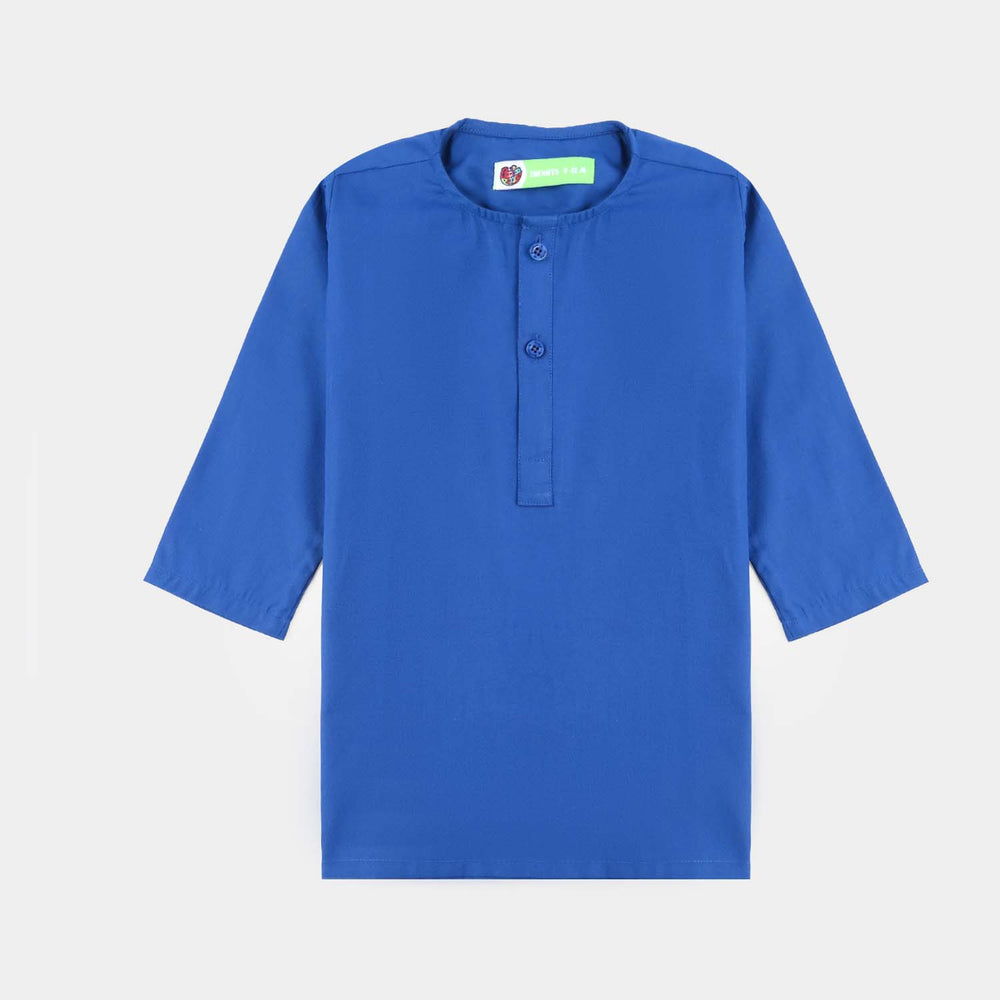Infant Boys Cotton Poplin Kurta Pajama (Basic)-BLUE