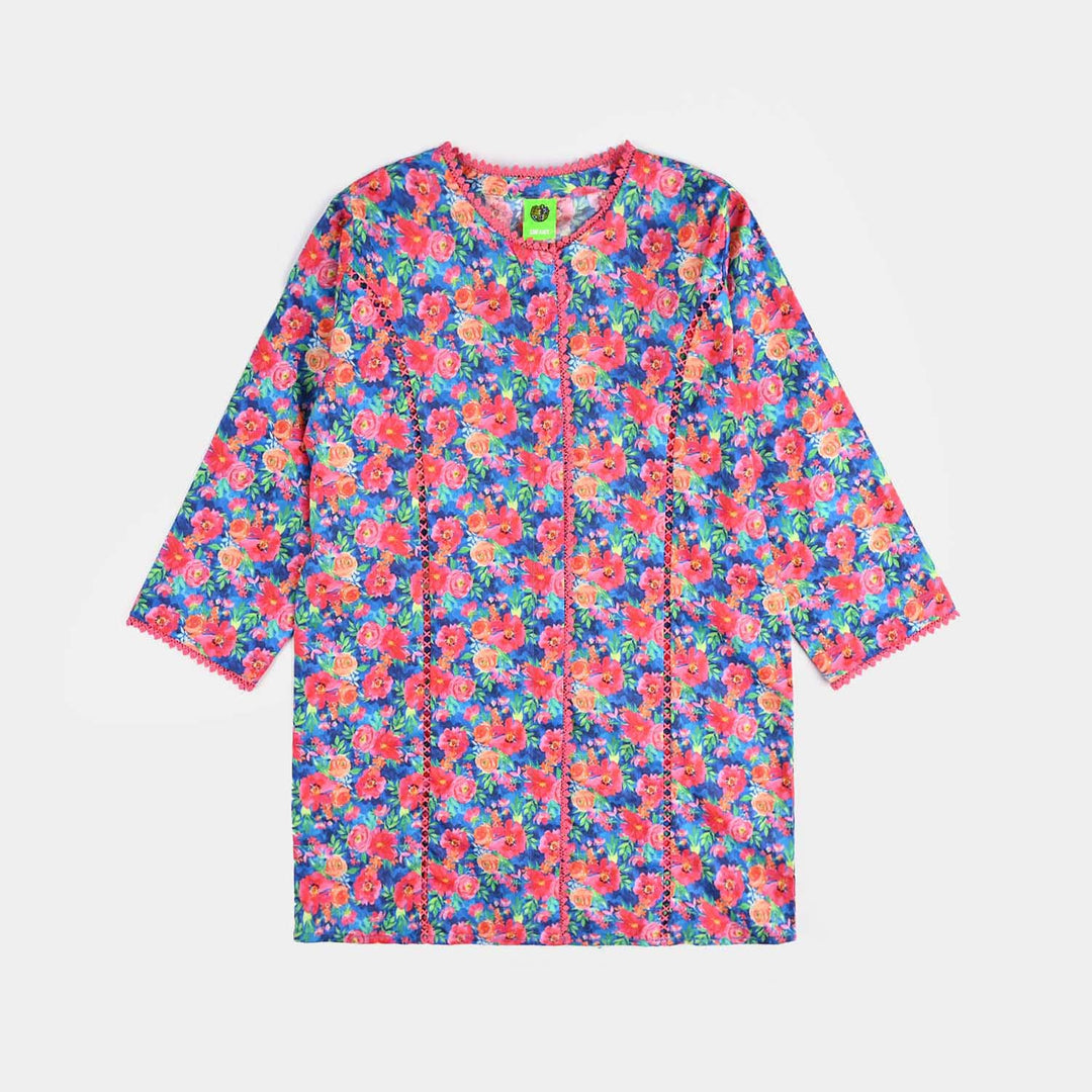 Infant Girls Cotton Poplin Printed Kurti (Floral) - Multi