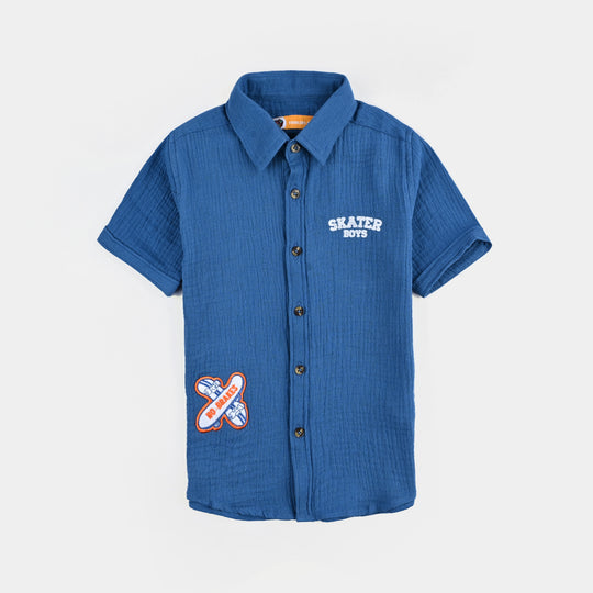 Boys Cotton Casual Shirt (Lost In Hawaii)-Blue