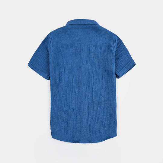 Boys Cotton Casual Shirt (Lost In Hawaii)-Blue