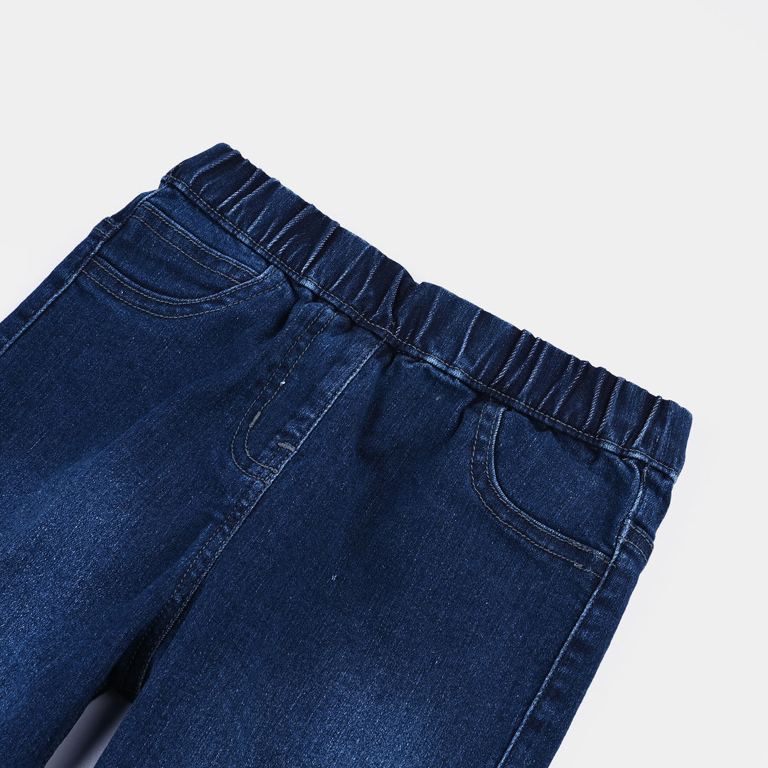 Girls Denim Stretch Jeggings Basic-DARK BLUE