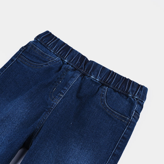 Girls Denim Stretch Jeggings Basic-DARK BLUE