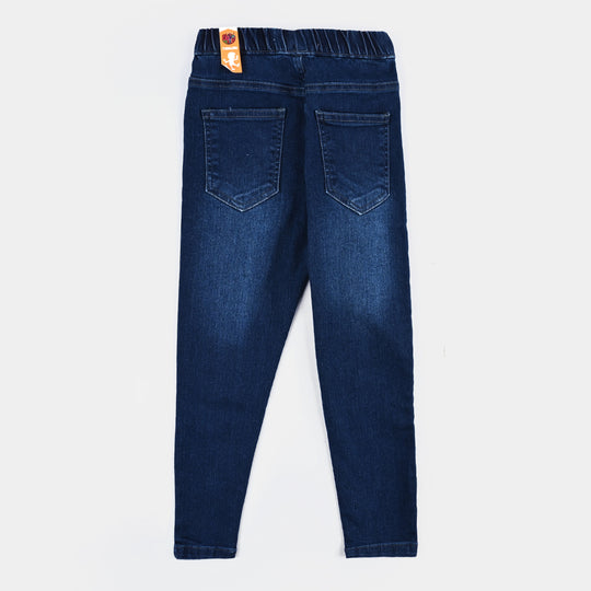 Girls Denim Stretch Jeggings Basic-DARK BLUE