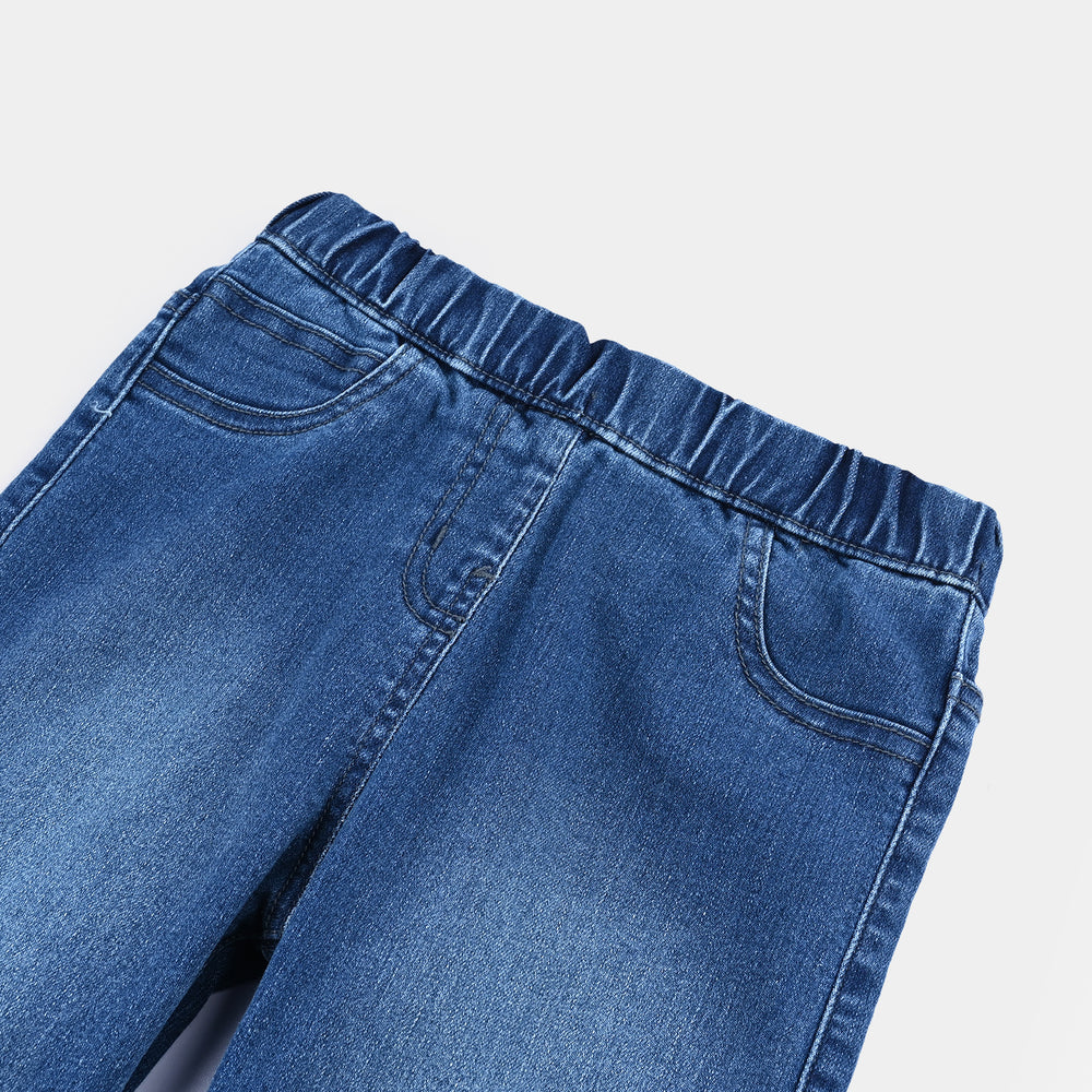 Girls Denim Stretch Jeggings Basic-Mid Blue