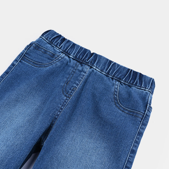 Girls Denim Stretch Jeggings Basic-Mid Blue